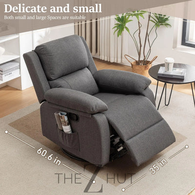 Recliner Chair, 360 Swivel Rocker Chair for Adults, Small Rocking Recliner Chair for Small Spaces, Upholstered Fabric Glider Recliner Nursery Chair with Side Pockets for Living Room, Nursery THE Z HUT