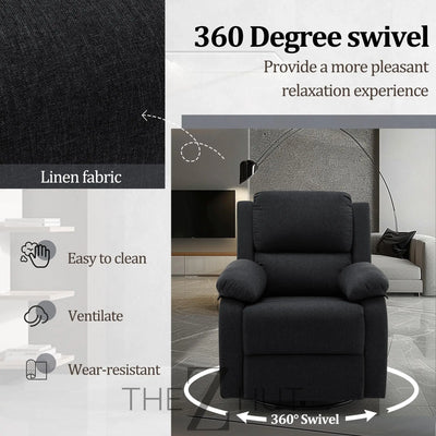 Recliner Chair, 360 Swivel Rocker Chair for Adults, Small Rocking Recliner Chair for Small Spaces, Upholstered Fabric Glider Recliner Nursery Chair with Side Pockets for Living Room, Nursery THE Z HUT