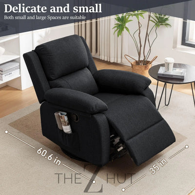 Recliner Chair, 360 Swivel Rocker Chair for Adults, Small Rocking Recliner Chair for Small Spaces, Upholstered Fabric Glider Recliner Nursery Chair with Side Pockets for Living Room, Nursery THE Z HUT