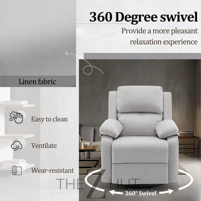 Recliner Chair, 360 Swivel Rocker Chair for Adults, Small Rocking Recliner Chair for Small Spaces, Upholstered Fabric Glider Recliner Nursery Chair with Side Pockets for Living Room, Nursery THE Z HUT