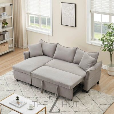 Reversible Sectional Sofa Couch, Sleeper Sofa Bed with Storage Chaise Pull Out Couch for Living Room | Hidden Stroge | Pull Out Bed | Removable Backrest | Linen Fabric, DeepGrey THE Z HUT