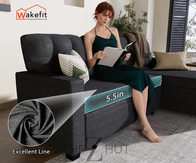 Reversible Sectional Sofa Couch, Sleeper Sofa Bed with Storage Chaise Pull Out Couch for Living Room | Hidden Stroge | Pull Out Bed | Removable Backrest | Linen Fabric, DeepGrey THE Z HUT