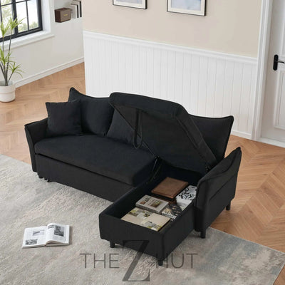 Reversible Sectional Sofa Couch, Sleeper Sofa Bed with Storage Chaise Pull Out Couch for Living Room | Hidden Stroge | Pull Out Bed | Removable Backrest | Linen Fabric, DeepGrey THE Z HUT