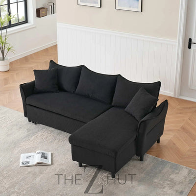 Reversible Sectional Sofa Couch, Sleeper Sofa Bed with Storage Chaise Pull Out Couch for Living Room | Hidden Stroge | Pull Out Bed | Removable Backrest | Linen Fabric, DeepGrey THE Z HUT