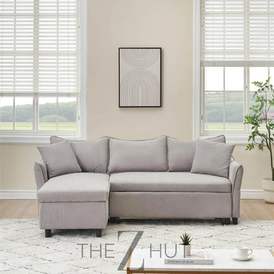 Reversible Sectional Sofa Couch, Sleeper Sofa Bed with Storage Chaise Pull Out Couch for Living Room | Hidden Stroge | Pull Out Bed | Removable Backrest | Linen Fabric, DeepGrey THE Z HUT