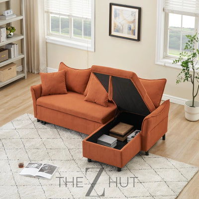 Reversible Sectional Sofa Couch, Sleeper Sofa Bed with Storage Chaise Pull Out Couch for Living Room | Hidden Stroge | Pull Out Bed | Removable Backrest | Linen Fabric, DeepGrey THE Z HUT
