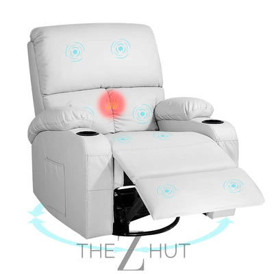 Rocking Recliner Chair, Massage Rocker Recliner Chair with Vibration Massage and Heat,360° Swivel Recliner Chairs, Living Room, Bedroom, Nursery, RV, Brown THE Z HUT