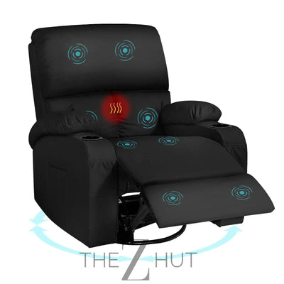 Rocking Recliner Chair, Massage Rocker Recliner Chair with Vibration Massage and Heat,360° Swivel Recliner Chairs, Living Room, Bedroom, Nursery, RV, Brown THE Z HUT