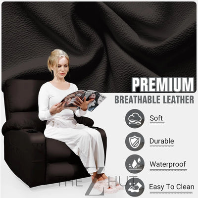 Rocking Recliner Chair, Massage Rocker Recliner Chair with Vibration Massage and Heat,360° Swivel Recliner Chairs, Living Room, Bedroom, Nursery, RV, Brown THE Z HUT