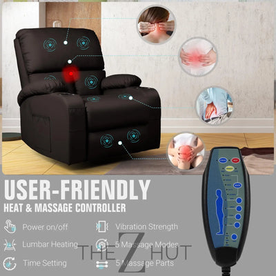 Rocking Recliner Chair, Massage Rocker Recliner Chair with Vibration Massage and Heat,360° Swivel Recliner Chairs, Living Room, Bedroom, Nursery, RV, Brown THE Z HUT