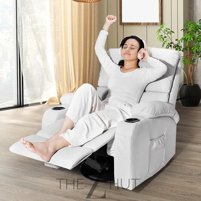 Rocking Recliner Chair, Massage Rocker Recliner Chair with Vibration Massage and Heat,360° Swivel Recliner Chairs, Living Room, Bedroom, Nursery, RV, Brown THE Z HUT