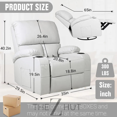 Rocking Recliner Chair, Massage Rocker Recliner Chair with Vibration Massage and Heat,360° Swivel Recliner Chairs, Living Room, Bedroom, Nursery, RV, Brown THE Z HUT