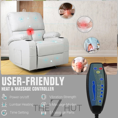 Rocking Recliner Chair, Massage Rocker Recliner Chair with Vibration Massage and Heat,360° Swivel Recliner Chairs, Living Room, Bedroom, Nursery, RV, Brown THE Z HUT