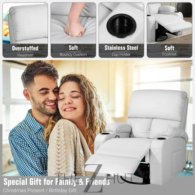 Rocking Recliner Chair, Massage Rocker Recliner Chair with Vibration Massage and Heat,360° Swivel Recliner Chairs, Living Room, Bedroom, Nursery, RV, Brown THE Z HUT