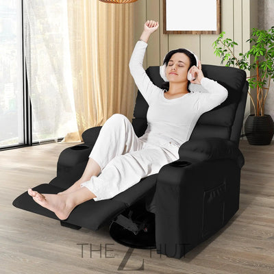 Rocking Recliner Chair, Massage Rocker Recliner Chair with Vibration Massage and Heat,360° Swivel Recliner Chairs, Living Room, Bedroom, Nursery, RV, Brown THE Z HUT