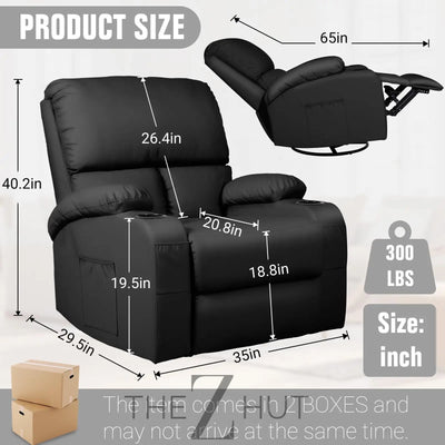 Rocking Recliner Chair, Massage Rocker Recliner Chair with Vibration Massage and Heat,360° Swivel Recliner Chairs, Living Room, Bedroom, Nursery, RV, Brown THE Z HUT