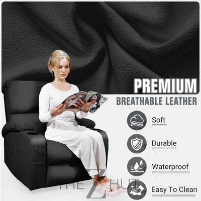 Rocking Recliner Chair, Massage Rocker Recliner Chair with Vibration Massage and Heat,360° Swivel Recliner Chairs, Living Room, Bedroom, Nursery, RV, Brown THE Z HUT