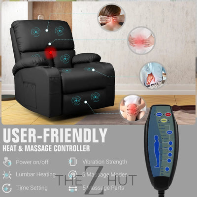 Rocking Recliner Chair, Massage Rocker Recliner Chair with Vibration Massage and Heat,360° Swivel Recliner Chairs, Living Room, Bedroom, Nursery, RV, Brown THE Z HUT
