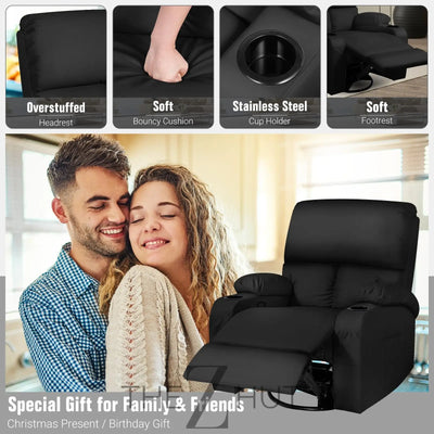 Rocking Recliner Chair, Massage Rocker Recliner Chair with Vibration Massage and Heat,360° Swivel Recliner Chairs, Living Room, Bedroom, Nursery, RV, Brown THE Z HUT