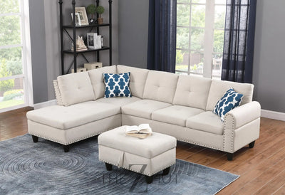 Sectional Sofa Couch, Modern 4-Seaters Living Room Furniture Sets with Chaise Lounge, Ottoman & 2 Pillows | L Shape Couch | Cup Holder | Faux PU Leather, Black THE Z HUT