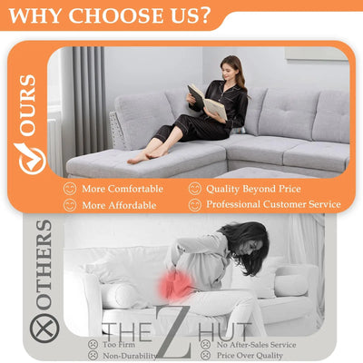 Sectional Sofa Couch, Modern 4-Seaters Living Room Furniture Sets with Chaise Lounge, Ottoman & 2 Pillows | L Shape Couch | Cup Holder | Faux PU Leather, Black THE Z HUT