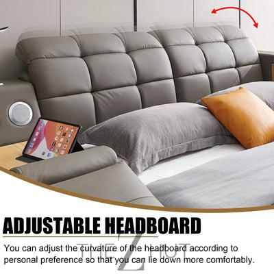 Smart King Bed Frame, Black Multifunctional Bed with Massage Recliner, Modern Luxury Bed Frame with Music Speaker, USB Charging Station, Adjustable Headboard, Bedroom Furniture THE Z HUT