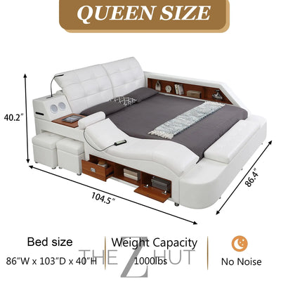 Smart King Bed Frame, Black Multifunctional Bed with Massage Recliner, Modern Luxury Bed Frame with Music Speaker, USB Charging Station, Adjustable Headboard, Bedroom Furniture THE Z HUT