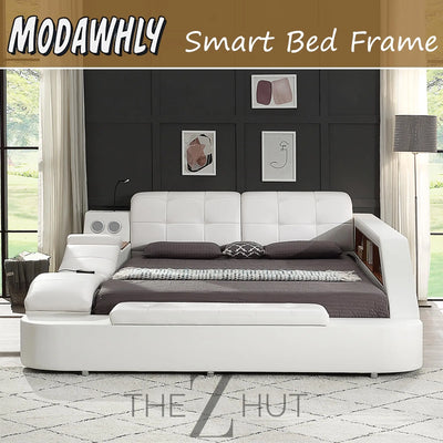 Smart King Bed Frame, Black Multifunctional Bed with Massage Recliner, Modern Luxury Bed Frame with Music Speaker, USB Charging Station, Adjustable Headboard, Bedroom Furniture THE Z HUT