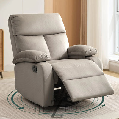 Swivel Rocker Recliner, Rocking Recliner Chair, Small Rocker Recliners for Small Spaces, Living Room, Bedroom, Nursery, RV, Light Grey THE Z HUT