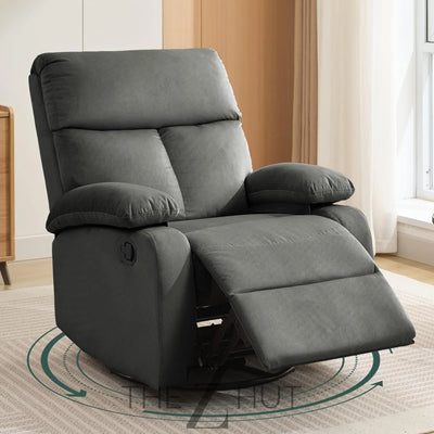 Swivel Rocker Recliner, Rocking Recliner Chair, Small Rocker Recliners for Small Spaces, Living Room, Bedroom, Nursery, RV, Light Grey THE Z HUT
