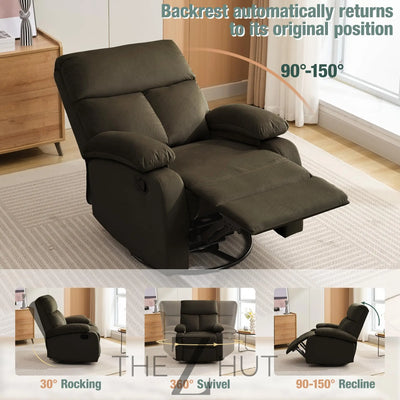 Swivel Rocker Recliner, Rocking Recliner Chair, Small Rocker Recliners for Small Spaces, Living Room, Bedroom, Nursery, RV, Light Grey THE Z HUT