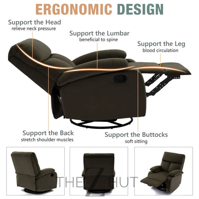 Swivel Rocker Recliner, Rocking Recliner Chair, Small Rocker Recliners for Small Spaces, Living Room, Bedroom, Nursery, RV, Light Grey THE Z HUT