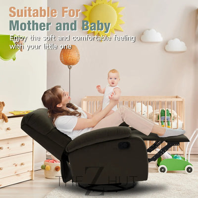 Swivel Rocker Recliner, Rocking Recliner Chair, Small Rocker Recliners for Small Spaces, Living Room, Bedroom, Nursery, RV, Light Grey THE Z HUT