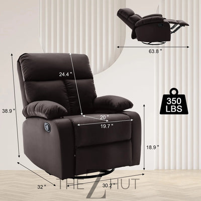Swivel Rocker Recliner, Rocking Recliner Chair, Small Rocker Recliners for Small Spaces, Living Room, Bedroom, Nursery, RV, Light Grey THE Z HUT