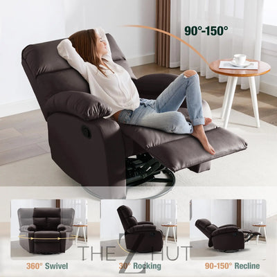 Swivel Rocker Recliner, Rocking Recliner Chair, Small Rocker Recliners for Small Spaces, Living Room, Bedroom, Nursery, RV, Light Grey THE Z HUT