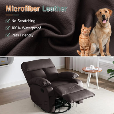 Swivel Rocker Recliner, Rocking Recliner Chair, Small Rocker Recliners for Small Spaces, Living Room, Bedroom, Nursery, RV, Light Grey THE Z HUT