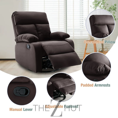 Swivel Rocker Recliner, Rocking Recliner Chair, Small Rocker Recliners for Small Spaces, Living Room, Bedroom, Nursery, RV, Light Grey THE Z HUT