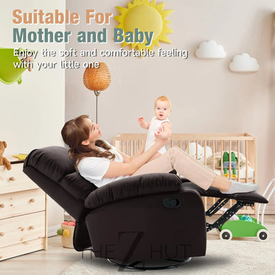 Swivel Rocker Recliner, Rocking Recliner Chair, Small Rocker Recliners for Small Spaces, Living Room, Bedroom, Nursery, RV, Light Grey THE Z HUT