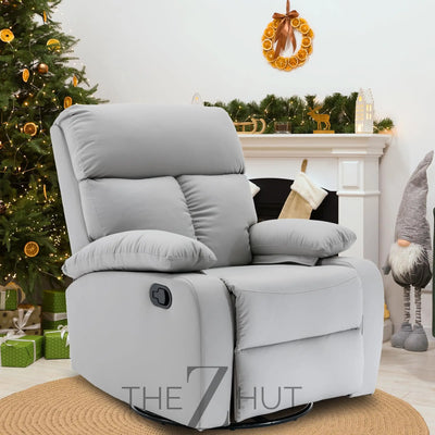 Swivel Rocker Recliner, Rocking Recliner Chair, Small Rocker Recliners for Small Spaces, Living Room, Bedroom, Nursery, RV, Light Grey THE Z HUT
