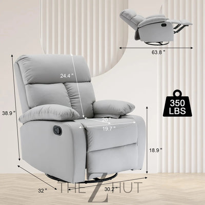 Swivel Rocker Recliner, Rocking Recliner Chair, Small Rocker Recliners for Small Spaces, Living Room, Bedroom, Nursery, RV, Light Grey THE Z HUT