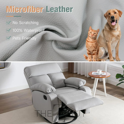 Swivel Rocker Recliner, Rocking Recliner Chair, Small Rocker Recliners for Small Spaces, Living Room, Bedroom, Nursery, RV, Light Grey THE Z HUT