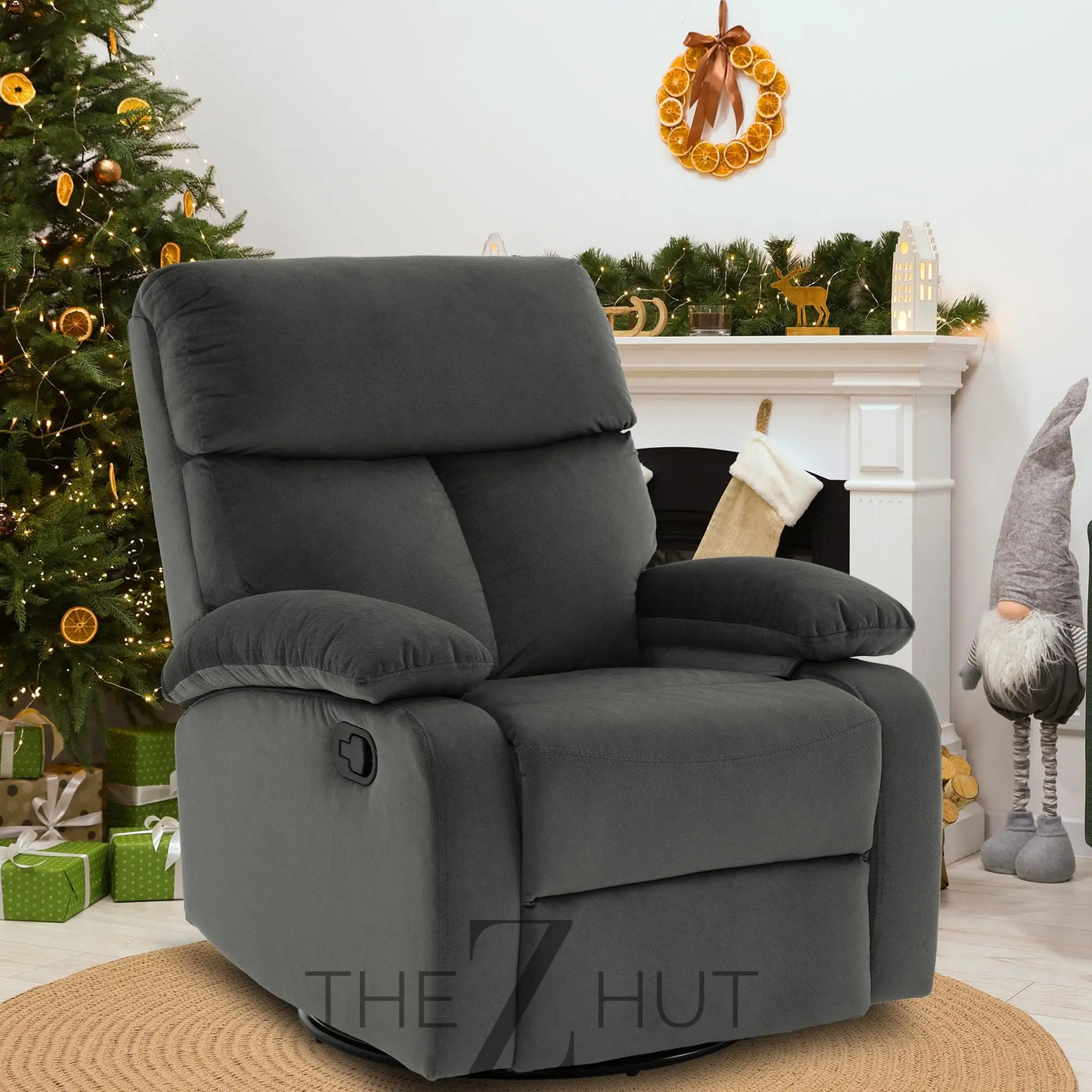 Swivel Rocker Recliner, Rocking Recliner Chair, Small Rocker Recliners for Small Spaces, Living Room, Bedroom, Nursery, RV, Light Grey THE Z HUT