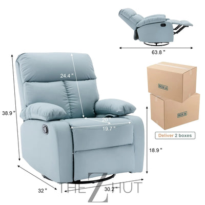 Swivel Rocker Recliner, Rocking Recliner Chair, Small Rocker Recliners for Small Spaces, Living Room, Bedroom, Nursery, RV, Light Grey THE Z HUT