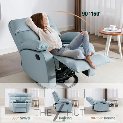 Swivel Rocker Recliner, Rocking Recliner Chair, Small Rocker Recliners for Small Spaces, Living Room, Bedroom, Nursery, RV, Light Grey THE Z HUT