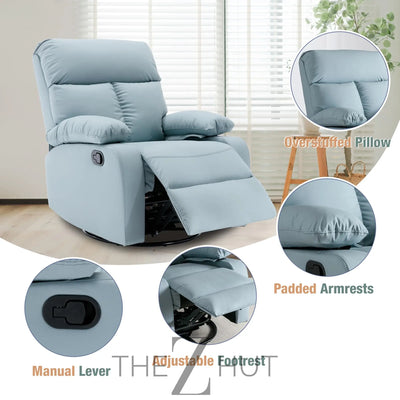 Swivel Rocker Recliner, Rocking Recliner Chair, Small Rocker Recliners for Small Spaces, Living Room, Bedroom, Nursery, RV, Light Grey THE Z HUT