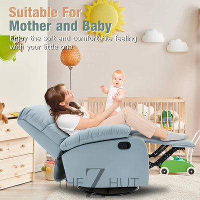 Swivel Rocker Recliner, Rocking Recliner Chair, Small Rocker Recliners for Small Spaces, Living Room, Bedroom, Nursery, RV, Light Grey THE Z HUT