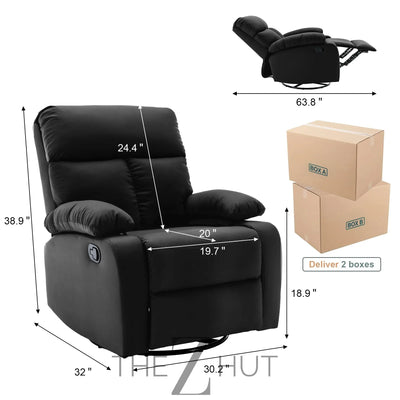 Swivel Rocker Recliner, Rocking Recliner Chair, Small Rocker Recliners for Small Spaces, Living Room, Bedroom, Nursery, RV, Light Grey THE Z HUT