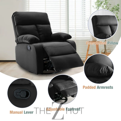 Swivel Rocker Recliner, Rocking Recliner Chair, Small Rocker Recliners for Small Spaces, Living Room, Bedroom, Nursery, RV, Light Grey THE Z HUT