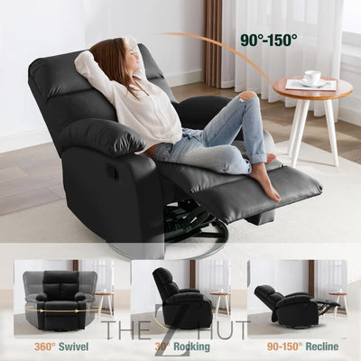 Swivel Rocker Recliner, Rocking Recliner Chair, Small Rocker Recliners for Small Spaces, Living Room, Bedroom, Nursery, RV, Light Grey THE Z HUT
