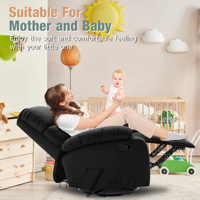 Swivel Rocker Recliner, Rocking Recliner Chair, Small Rocker Recliners for Small Spaces, Living Room, Bedroom, Nursery, RV, Light Grey THE Z HUT